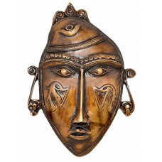 Brass Tribal Man Mask Wall Hanging - Golden Wall decor handmade art ideal gift   202397314062